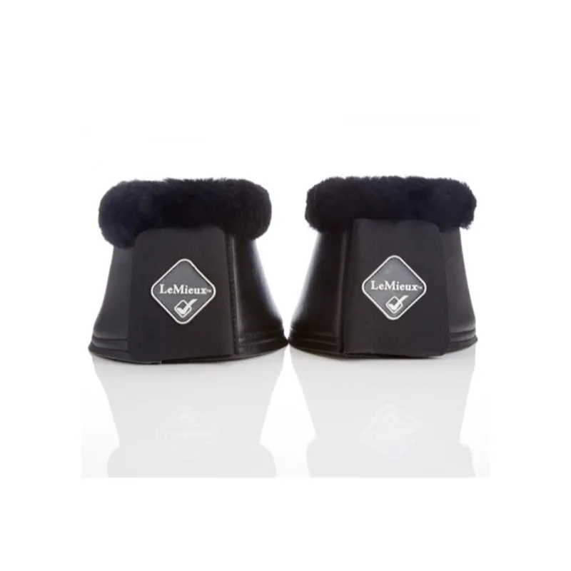 LeMieux Faux Leather Lambskin Over Reach Boots - Black/Black